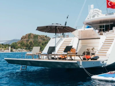 Ekmar Yachting All About U 2 Motor Sailing Yacht Beach Club Sea Side View 400x300