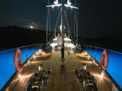 Ekmar Yachting All About U 2 Motor Sailing Yacht Cruising Bow Deck Evening View 400x300