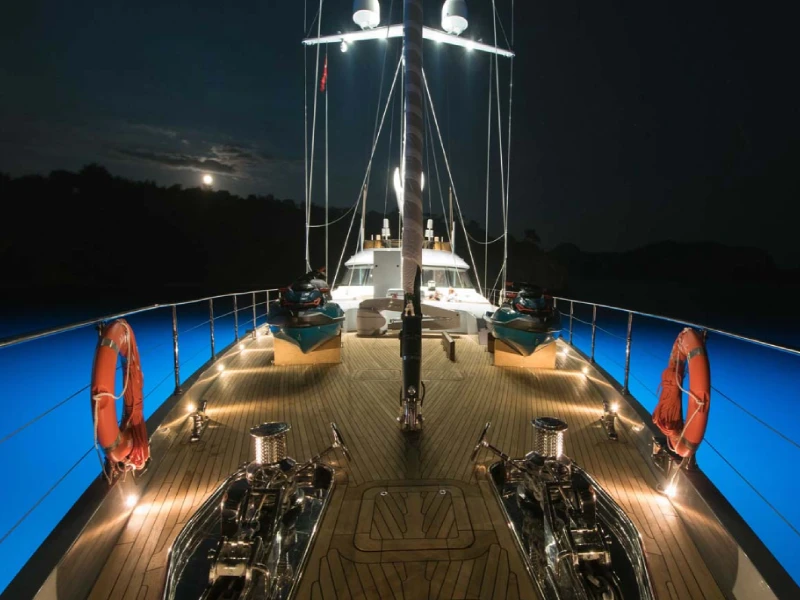 Ekmar Yachting All About U 2 Motor Sailing Yacht Cruising Bow Deck Evening View