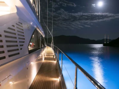 Ekmar Yachting All About U 2 Motor Sailing Yacht Cruising Side Deck Night With Moon View 400x300