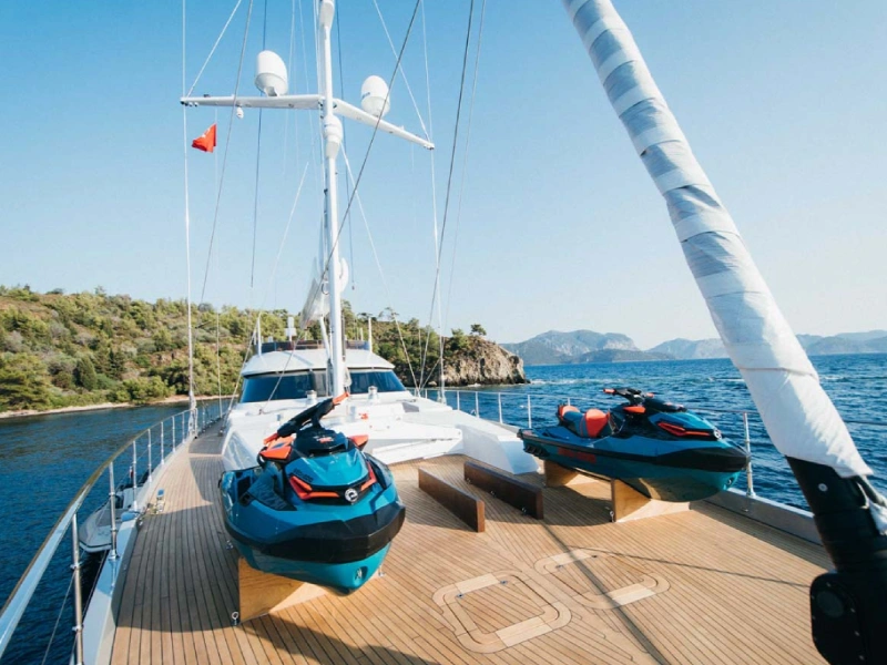 Ekmar Yachting All About U 2 Motor Sailing Yacht Sundeck With Water Toys Front View