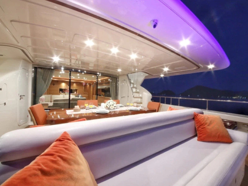 Ekmar Yachting Funda D Motor Yacht Al Fresco Dining Area Lef Side View