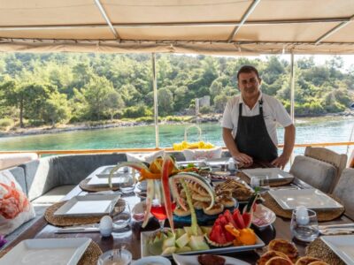 Ekmar Yachting Grande Mare Gulet Yacht Al Fresco Dining Area With Chef View 400x300
