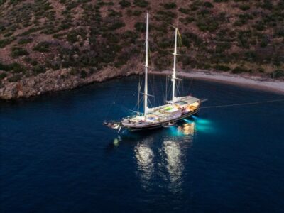 Ekmar Yachting Grande Mare Gulet Yacht Anchor Evening View 400x300