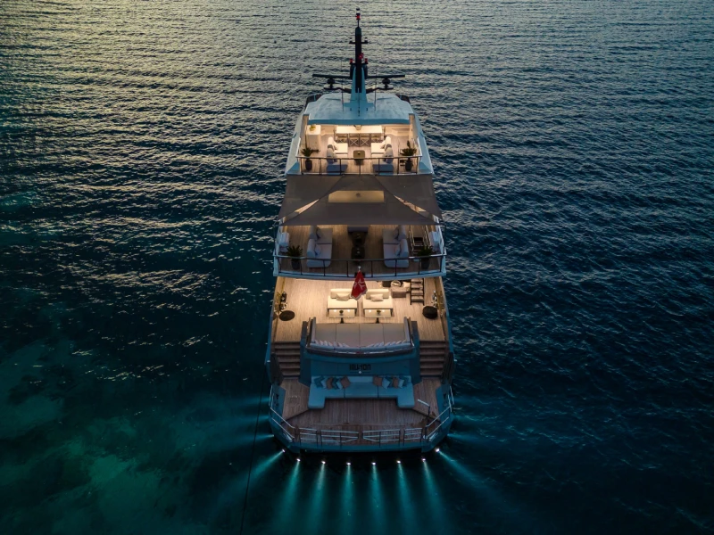 Ekmar Yachting Illusion Ii Motor Yacht Aft Deck Evening View