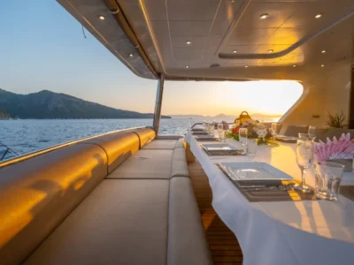 Ekmar Yachting Lycian Dream Motor Yacht Al Fresco Dining Area Side View 400x300