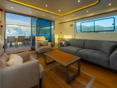 Ekmar Yachting Lycian Dream Motor Yacht Main Saloon With Aft Deck View 400x300