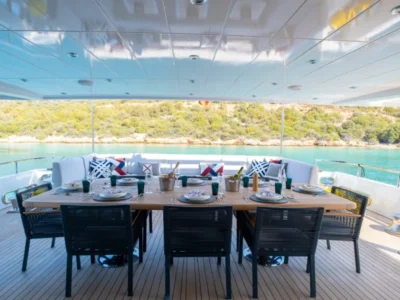 Ekmar Yachting Ocean Breeze Motor Yacht Al Fresco Dining Area Front View 400x300