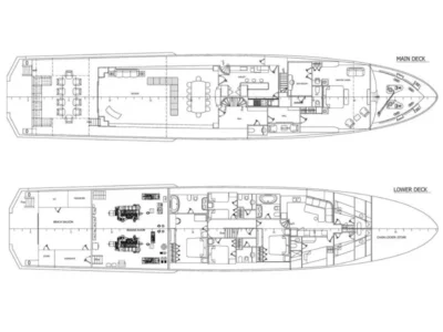 Ekmar Yachting Ocean Breeze Motor Yacht Layout Main And Lower Deck View 400x300
