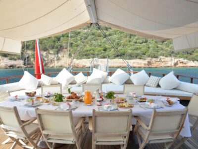 Ekmar Yachting Papa Joe Gulet Al Fresco Dining Area Rear View Zoom Out 400x300