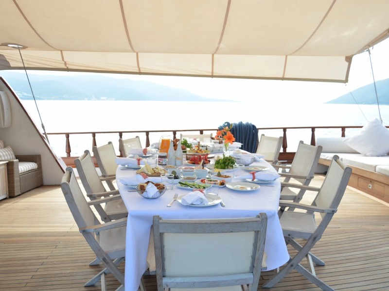 Ekmar Yachting Papa Joe Gulet Al Fresco Dining Area Side Left View