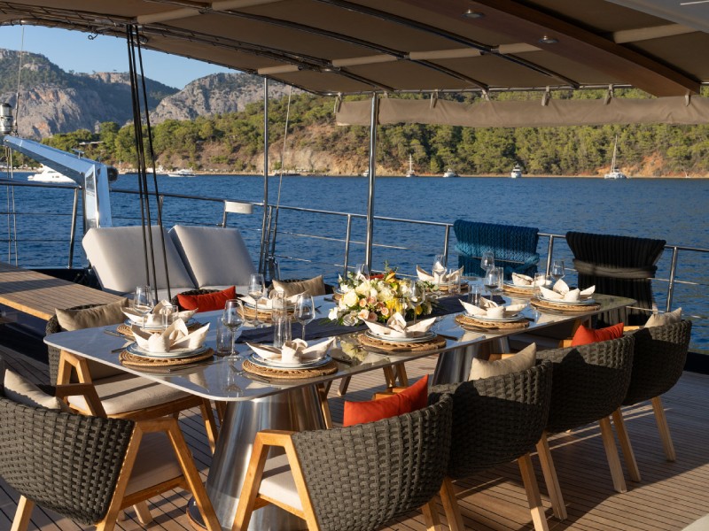Ekmar Yachting Perla Del Mare Aft Deck Dining View