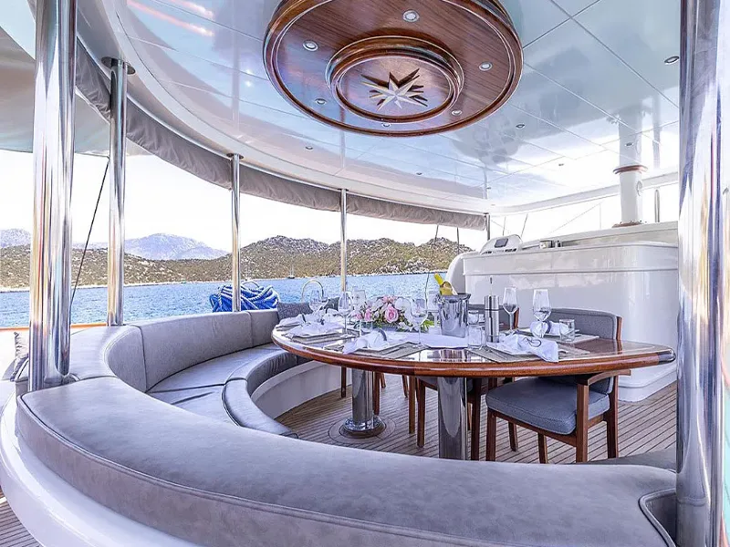 Ekmar Yachting Aqua Bella Gulet Yacht Al Fresco Dining Area Side View