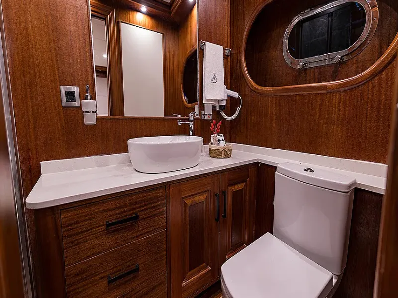 Ekmar Yachting Aqua Bella Gulet Yacht En Suite Bathroom Lavatory Side View