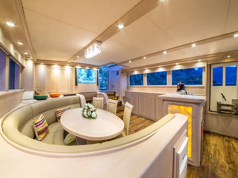Ekmar Yachting Blue Heaven Gulet Yacht Anchored In Bay Main Saloon View