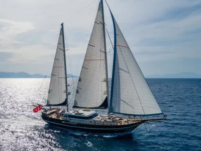 Ekmar Yachting Blue Heaven Gulet Yacht Cruising With Fully Open Sails View 400x300