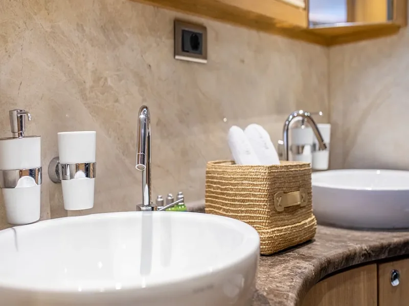 Ekmar Yachting Blue Heaven Gulet Yacht Master Cabin En Suite Bathroom Lavatory View