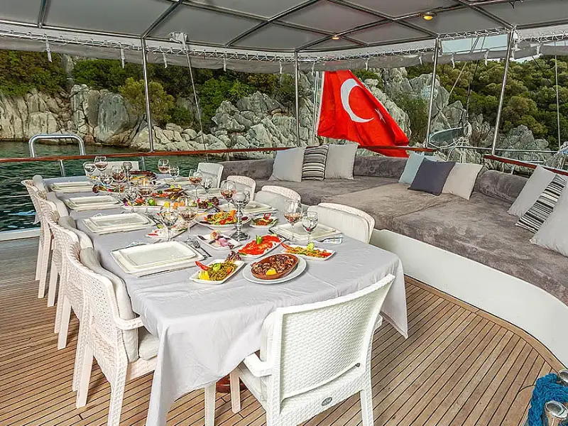 Ekmar Yachting Derya Deniz Gulet Yacht All Fresco Dining Area View