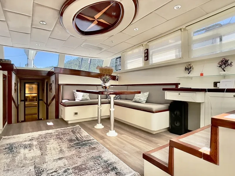 Ekmar Yachting Derya Deniz Gulet Yacht Main Saloon Front Side View