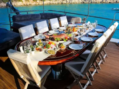 Ekmar Yachting Diva Deniz Gulet Yacht All Fresco Dining Area View 400x300