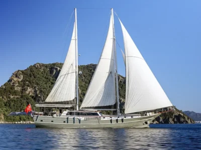 Ekmar Yachting Diva Deniz Gulet Yacht Full Open Sail Cruising Right Side View 400x300
