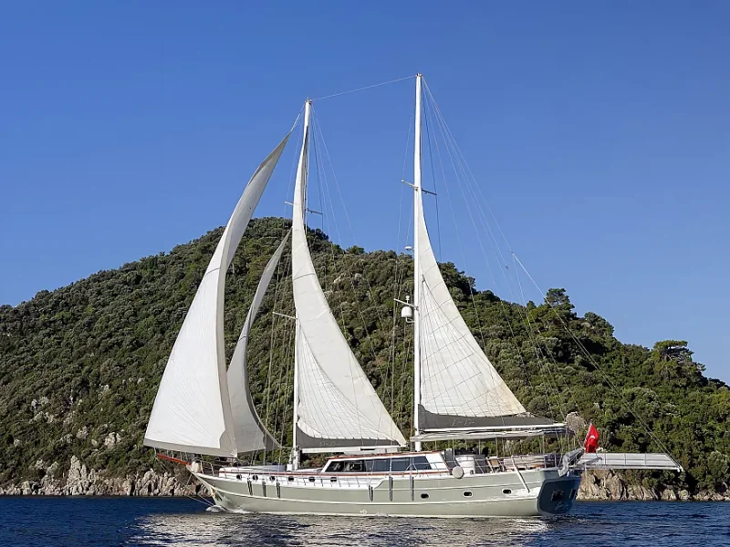 Ekmar Yachting Diva Deniz Gulet Yacht Full Open Sail Cruising View