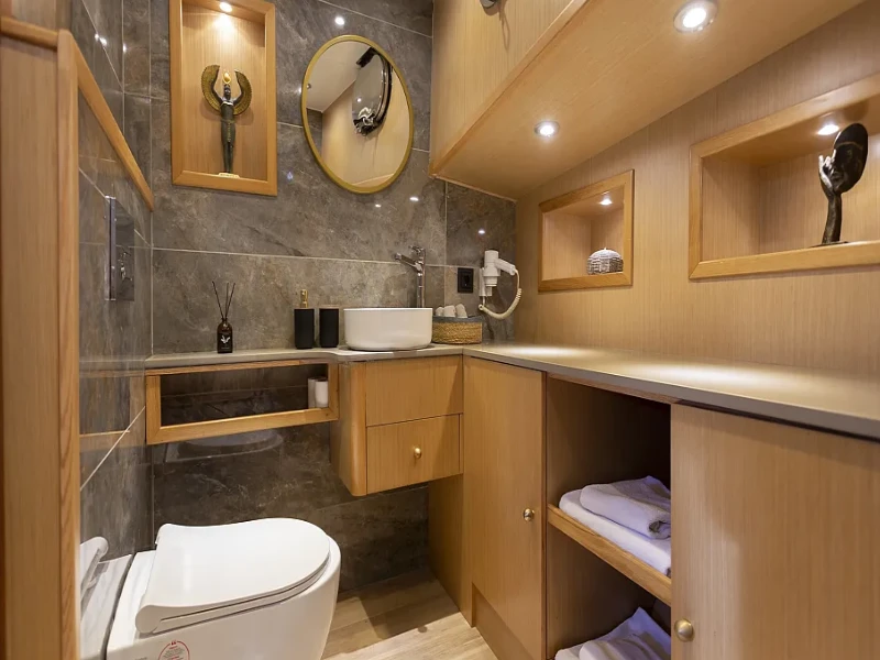 Ekmar Yachting Diva Deniz Gulet Yacht Master Cabin En Suite Bathroom Lavatory View