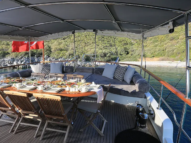 Ekmar Yachting Grand Sailor Gulet Yacht Al Fresco Dining Area View