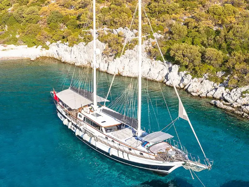 Ekmar Yachting Grand Sailor Gulet Yacht Anchored Side View
