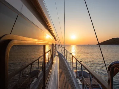Ekmar Yachting Grand Sailor Gulet Yacht Side Deck Sun Set View 400x300